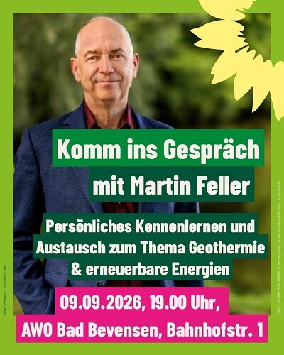 Einladungsplakat Martin Feller Gespräch Geothermie Bad Bevensen